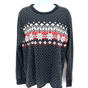 Hanna Andersson Adult Long John Top Organic Cotton Heritage Fair Isle Black Sz M